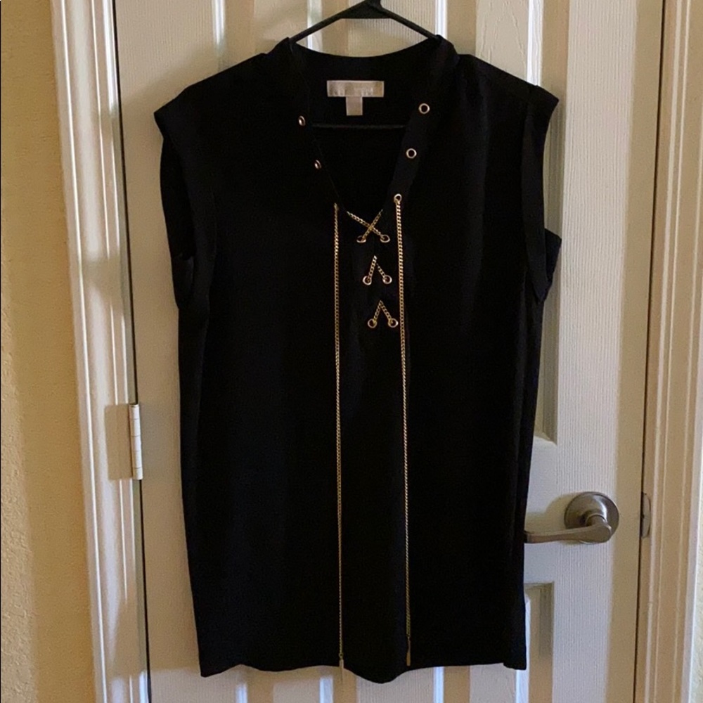 Michael by Michael Kors Black Top with Gold chain